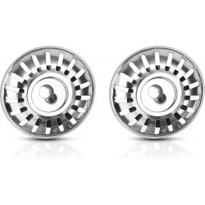 Bouchons d'évier - Lot de 2 - Crépine d'évier de cuisine - 79 mm - Bouchons d'évier universels en acier inoxydable - Évier/Évier - Crépine d'évier de cuisine - Neuf