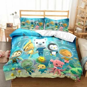 Parure De Lit Imprimee Dessin Anime The Octonauts Pour Enfants, Housse De Couette Douce, Taie D'oreiller, Lit Simple, Double, Queen Size, Couvre-Lit, Cadeau Pour Enfants - Neuf