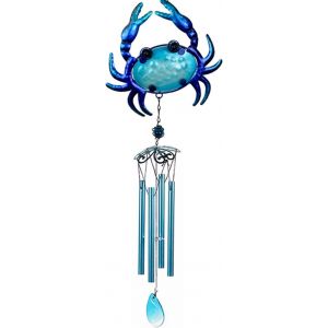 Carillon éolien en verre pour jardin,terrasse,décoration à suspendre-Carillon éolien bleu pour extérieur,porche,balcon-Décoration créative à suspendre (85 x 17 x 3 cm)-Crabe bleu - Neuf