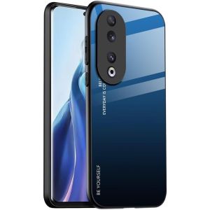 STORE-Coque Adapté Pour Honor 90 5G (6.7"" Inches),Coque Arrière En Verre Dégradé Anti-Chute Et Anti-Rayures Étui De Téléphone Portable-Bleu Noir - Neuf