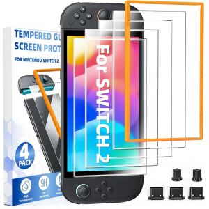 Eryi-Verre Trempé Protecteur D'écran Pour Nintendo Switch 2 [7,9 Pouces] - Avec Cadre D'alignement, Kit De Nettoyage, Protecteur Ultra Hd Et Bouchons Anti-Poussière Souples [4 Pièces] - Neuf