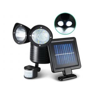 Projecteur de s&eacute;curit&eacute; LED &agrave; double t&ecirc;te avec d&eacute;tecteur de mouvement et alimentation solaire - Neuf