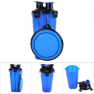 Hjlian Distributeur De Biberons Portable Pour Animaux De Compagnie, Gobelet D'eau Et De Nourriture Pour Chiens, Recipient De Voyage Pour Fournitures Alimentaires En Plein Air, Bleu - Neuf