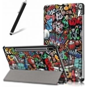 KAL-Coque Pour Samsung Galaxy Tab S7 Plus 12.4 2020 T970/T975,Étui Cuir À Rabat Mince Léger Avec Support Pliable,Réglable Multi-Angle Béquille Folio Flip Tablette Housse,Graffiti - Neuf