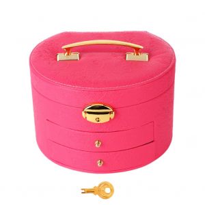 Boite De Rangement Retro Pour Boucles D'oreilles, Colliers, Bagues, Bijoux (Rose Rouge) - Neuf