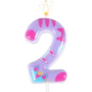 Eryi-Bougie D'anniversaire À Thème, Bougie D'anniversaire À Thème De Chat Décorations D'anniversaire De Chat De Dessin Animé Décorations De Gâteau De Bougie De Numéro De Chat (Numéro 2) - Neuf