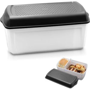 LETNERNY-Boîte À Pain, Huche A Pain Avec Trou D'Aération, Boîte À Pain Intelligente, Boîte De Rangement Sans Bpa ¿ Les Pâtisseries Restent Fraîches Plus Longtemps(33,5 * 17,5 * 15,5 Cm) - Neuf