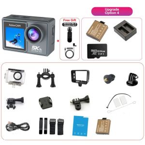 ore-Caméra d'action Ourlife MTR40 5K,écran tactile IPS 2 pouces,Zoom 5X,caméra d'action 170 ° Caméra de sport WiFi étanche 30M avec télécommande - Neuf