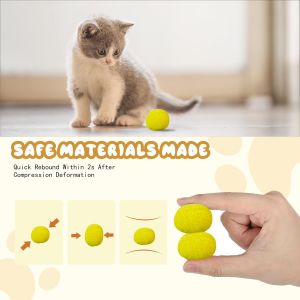 Jouets De Lanceur De Balles Pour Chats, Jouets Interactifs Pour Chats Balles Pompon Avec Lanceur Et Balles Pompon Douces Colorées (20 Balles & 1 Lanceur) - Neuf