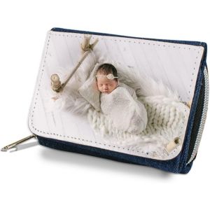 Portefeuille En Textile Bleu Jeans Personnalis&eacute; Photo &iquest; Portefeuille Bleu Jeans En Tissu Avec Impression Photo &iquest; Portefeuille Textile Bleu Jeans Personnalisable - Neuf