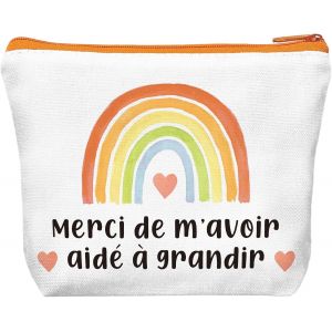 TIANYI-Cadeau Maitresse D'école, Merci de M'avoir Aidé à Grandir, Merci Maitresse Cadeau Trousse de Toilette Pochette Tissu Zippée, Cadeaux Maitresse Fin D'année - Neuf