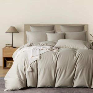 Ulteronixshop-Housse De Couette Satin De Coton 140x200 Beige 100% Coton Satin Parure De Lit Doux Soyeux Respirant Lyocell Soie Linge De Lit 1 Personne Avec Fermeture &Eacute;clair Et Taie D'oreiller 65x65 C - Neuf