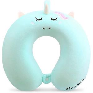Nouveau produit,Oreiller de voyage pour enfants,Oreiller de voyage en mousse à mémoire de forme de licorne avec bouton-pression - Neuf