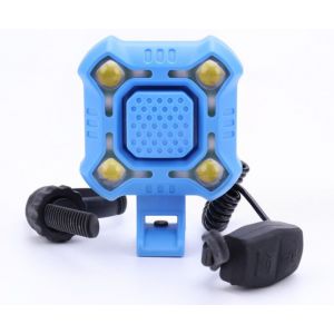 (Bleu) Sonnette De V&eacute;lo 140 Db, 4 Lampes, &Eacute;clairage De V&eacute;lo, Klaxon &Eacute;lectrique 1200 Mah, Alarme Puissante, Sonnette De S&eacute;curit&eacute; Pour V&eacute;lo - Neuf
