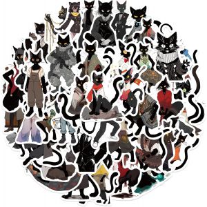 50pcs Chat Noir Autocollants, des dessins anim&eacute;s M. Chat Stickers Pack, Cool Catman Esth&eacute;tique de Vinyle Imperm&eacute;able Autocollants pour les Bouteilles d'Eau Portable - Neuf
