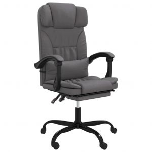 Chaise fauteuil si&egrave;ge pivotante de inclinable de bureau informatique &eacute;tude similicuir gris Helloshop26 02_0024247 - Neuf