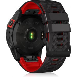 26Mm Quickfit Silicone Bracelet Pour Garmin Tactix 8 51Mm/Enduro 3/2/1/Descent Mk3I/Mk2I/Mk2/Mk1, Sport Bracelets Pour Garmin Fenix 8 51Mm/7X Pro Solar/7X/6X/6X Pro/5X/5X Puls - Noir/Rouge - Neuf