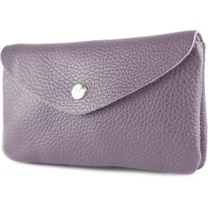 CAUC-P11 Portefeuille en cuir pour femme, taille M, fabriqu&eacute; &agrave; la main en Italie, Violet pastel., m, Petit porte-monnaie l&eacute;ger - Neuf