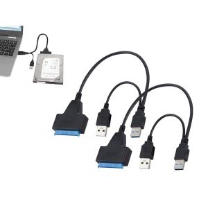 C&acirc;ble adaptateur USB 3.0 vers SATA pour disques SSD/HDD 2,5/3,5 pouces - Lot de 2 - Neuf
