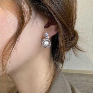 Kal-Boucles D'oreilles Boho Perle Double Cercle Boucles D'oreilles Perle Ronde Boucles D'oreilles Clou En Argent Cz Cristal Bijoux Pour Femmes Et Filles - Neuf