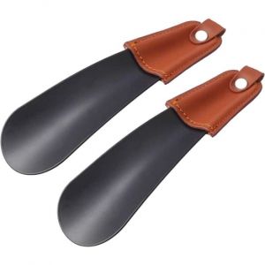 Lot De 2 Chausse-Pieds En M&eacute;tal, Petit Chausse-Pied Portable En Acier Inoxydable, Mini Chausse-Pied Court, Accessoire Pour Chaussures - Neuf