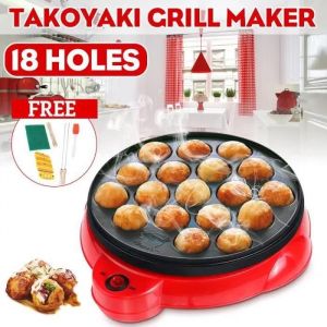 Grill Takoyaki - TEMPSA - 18 Trous - 650W - Rouge + Noir - Interrupteur Ind&eacute;pendant - Neuf