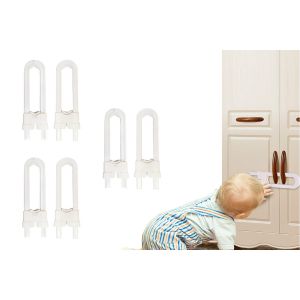 Lot de 6 verrous coulissants r&eacute;glables en forme de U pour armoires et tiroirs - Neuf