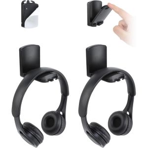 LORANKA-2 Pi&egrave;ces Support Casque Pliable Bureau R&eacute;glable Crochet Adh&eacute;sif pour Casque Headset Stand Universel avec Organiseur de C&acirc;ble pour Tous Les Casques Gamer (Noir) - Neuf