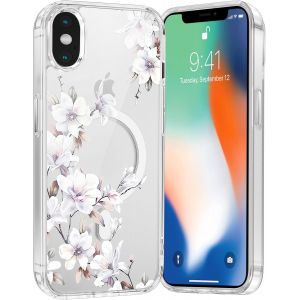 Maa-Coque Magnétique Pour Iphone X/Iphone Xs 5,8"", Compatible Avec Magsafe, Transparente Fille Etui Avec Aesthetic Motif Fleur Dessin, Souple Silicone Mince Tpu Case Antichoc Housse Cover, 05 - Neuf