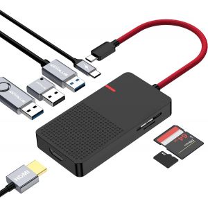 USB C Hub Multiport Adapter 7-in-1 USB C Laptop Docking Station with 4K HDMI 3 Ports USB 3.0 TF/SD 100W PD Charger-Plug and Play for MacBook Pro air HP XPS Steam Deck Dell - Neuf