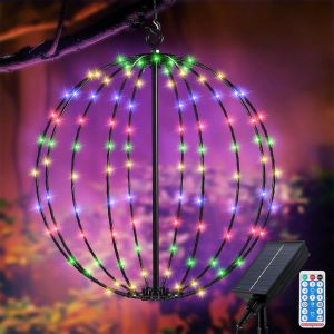 Lampe Solaire Exterieur Jardin, Métal Lanterne Solaire Exterieur 8 Modes 120 Leds Étanche Lampes Solaire Avec Télécommande Solaire Suspendue Lanterne Pour Noël Terrasse Pelouse Balcon Cour - Neuf