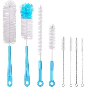 Eryi-Brosse De Nettoyage De Bouteille, 8 Pièces Nylon Tube Brosses Pour Bouteille En Verre Bébé Biberon Bouilloire Clavier Tuyau Brosses De Nettoyage - Neuf