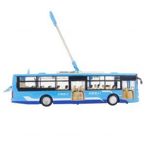 Mini-bus electrique a roues en alliage 1:48, modele de voiture, jouet sonore clignotant, vehicule a tirer, cadeau (bleu) - Neuf