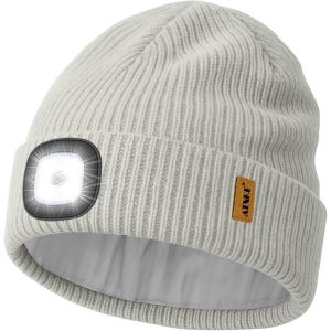 Led Bonnet Lampe Frontale, Usb Rechargeable 4 Led Chapeau Course Ultra Lumineux Lumière Mains Libres Hiver Chaud Tricot Bonnet Avec Polaire Doublé Cadeaux Pour Homme Papa Et Femme - Neuf