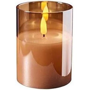 Tianyi-Bougie Led De Qualité Supérieure Et Élégante Dans Un Verre - Minuterie - Vacillement Réaliste - Ambre, Hauteur : 10 Cm - Ø 7,5 Cm - Neuf