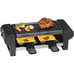 Raclette | 2 Personnes | Mini Raclette avec surface de grill d'env. 20,5 x 10,5 cm | Pour griller et gratiner | Plaque de grill et poêlons antiadhésifs | 350 Watts | RG 3592 - Neuf