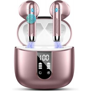 Ecouteurs Bluetooth sans Fil, Écouteurs Bluetooth 5.3 2024 Écouteurs sans Fil avec 4 ENC Réduction de Bruit Mic, IP7 Étanches Oreillette Bluetooth 48H Stéréo USB-C Casque Bluetooth pour Sport/Travail - Neuf