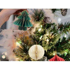D&eacute;corations suspendues en forme de boules alv&eacute;ol&eacute;es pour sapin de No&euml;l - Lot de 4 - Neuf