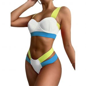 High Cut Color Block Bikini Set Mignon Underwire Maillots De Bain Push Up Maillot De Bain - Neuf