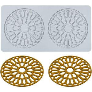 Kal-Moules En Silicone En Forme De Feuilles 3d Pour Fleurs, Gâteaux, Fondants, Feuilles D'abeilles, Pâtisseries, Impression De Rose, Moule En Dentelle Creuse (Circulaire_22,6 X 11,7 X 0,3 Cm_B) - Neuf