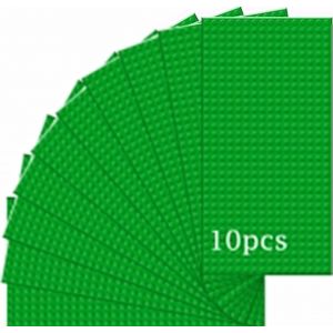 DDA-Lot de 10 Plaques de Base Classiques Compatibles avec la Plupart des Marques, Plaque de Construction 25,5 x 12,8 cm - Rectangle(Vert) - Neuf
