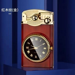 (Rouge) Briquet &Agrave; Gaz De Montre &Agrave; Bascule En M&eacute;tal Coupe-Vent, Lumi&egrave;res Color&eacute;es, Lampe De Poche &Agrave; Double Flamme, Allume-Cigare Jet Butane, Cadeau Pour Homme - Neuf