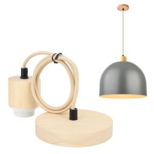 Support Vintage en Bois pour Suspension E27,Lampe Suspendue Industrielle R&eacute;tro avec C&acirc;ble R&eacute;glable pour Cuisine,bar - Neuf