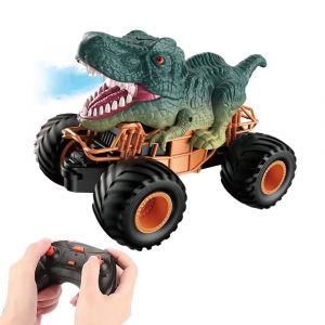 Camion dinosaure t&eacute;l&eacute;command&eacute; 2,4 GHz tout-terrain avec effet de pulv&eacute;risation pour enfants - Neuf