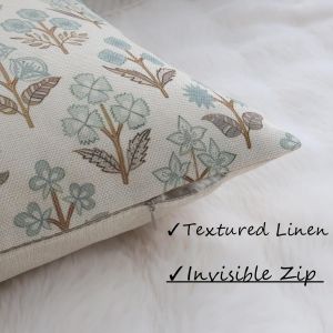 Cauc-Lot De 2 Housses De Coussin En Lin - 50 X 50 Cm - Marron - Motif Floral - Carr&eacute; Moderne - Pour Canap&eacute;, Jardin, Ext&eacute;rieur - Pour Salon, Canap&eacute;, Balcon, Maison De Campagne - Neuf