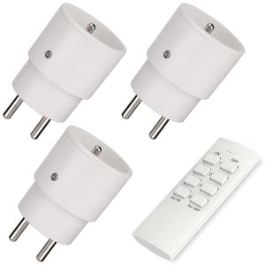 Prise T&eacute;l&eacute;command&eacute;e Sans Fil Programmable 2300W, 3 Prises et 1 T&eacute;l&eacute;commande, Prise Telecommande Port&eacute;e de Fonctionnement Jusqu'&agrave; 70M, Contr&ocirc;le Facile de Vos Appareils &Eacute;lectriques - Neuf