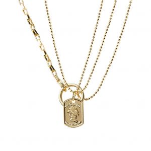 Collier Double Couche En Metal Pour Femme, Bijou Delicat Et Tendance - Neuf