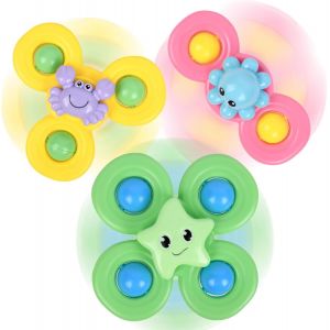 Mdy-3pcs Jouet De Bain Pour Bebe, Spinner Bebe Ventouse, Jouet Ventouse Bebe, Jouets Ventouse Spinner, Rotatives Jouets Cadeau Pour Tout-Petit, Enfants, Filles, Garçons - Neuf