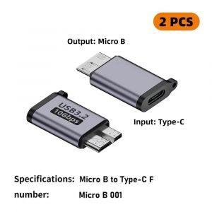 Adaptateur Usb C 3.0 Micro B Mâle Vers Type C Femelle,Connecteur Type-C Vers Micro B Pour Ordinateur Portable,Boîtier De Disque Dur Externe Samsung S5.2X C To Micro B. - Neuf