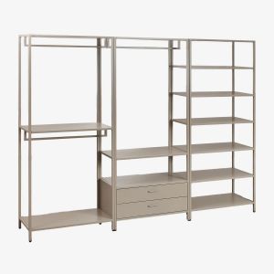 Armoire modulaire ouverte 3 pièces Janine avec étagères en acier Moka Brown - Neuf